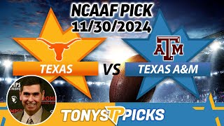 Texas vs Texas AampM Pick 113024 NCAAF Week 14 Betting Pick [upl. by Saqaw]