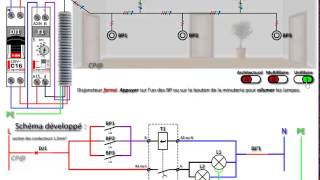 Le schéma de raccordement dune minuterie avec effet circuit déclairage interacti [upl. by Nileuqaj431]