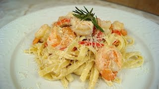 Pasta Fettuccine con Camarones y Tocino  Mi Cocina Rápida [upl. by Ygiaf62]