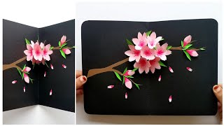 Amazing Popup card  Cherry Blossom popup card  Paper craft  DIY paper [upl. by Ezalb923]