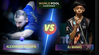 ALEXANDER KAZAKIS VS AJ MANAS  2024 WORLD POOL CHAMPIONSHIP billiards 9ballpool highlights [upl. by Waterman]