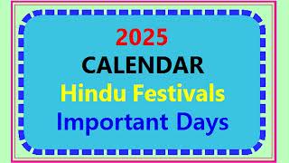 2025 Calendar Calendar 2025 Calendar Festivals 2025 Hindu Calendar Holidays 2025 Calendar Full [upl. by Sirromad]