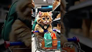 Cat shopping mall shopping time cat catshorts shopping cat cute [upl. by Mukerji]