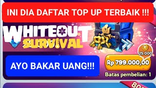 DAFTAR TOP UP PALING WORTH IT PILIHAN ALCYONE GAMING 💰💰💸💸 WHITEOUT SURVIVAL INDONESIA [upl. by Amoritta8]