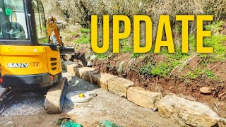 Start mit der Stützmauer und Pflastervorbereitungen  Außenanlagen Update I Hausbau I Garten [upl. by Auehsoj422]