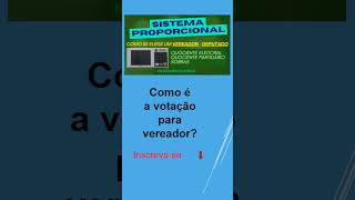 Como é a eleição de vereador e deputado [upl. by Yanttirb]