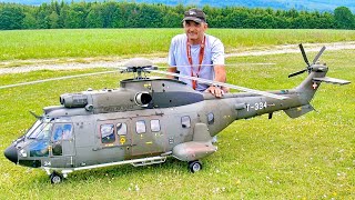 HUGE MODEL  RC AS332 SUPERPUMA  SCALE ELECTRIC MODEL HELICOPTER  FLIGHT DEMONSTRATION [upl. by Hallett]