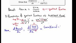 Using the quotient rule to differentiate tan x [upl. by Hannahc]