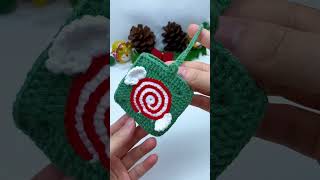 Crochet granny square candy pattern pouch christmas crochetanywhere crochetchristmasdecoration [upl. by Holbrook]