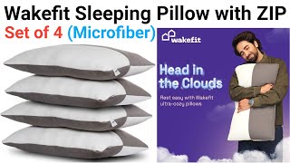 Wakefit Sleeping Pillow with Zip  Set of 4 Microfiber unboxing [upl. by Dusza263]