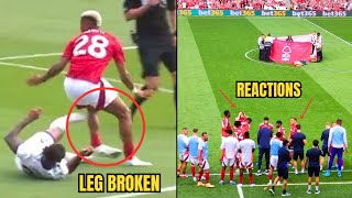 Nottinghams Danilo Horrible Injury vs Bournemouth 😳😢  Leg Broken  Angel Gomes  Fans Reaction [upl. by Wain]