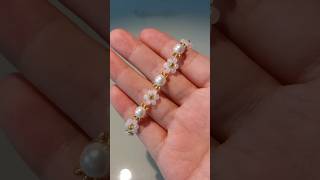 Easy Pearl Daisy Flower Combo Bracelet DIY Tutorial  Simple and Elegant [upl. by Burford]