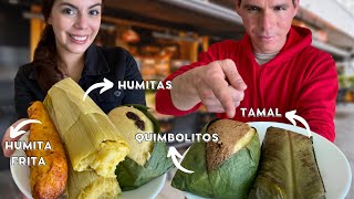 Humitas quimbolitos y tamales ecuatorianos 🫔🍽️  Esto desayunan en Ecuador 🇪🇨  Geleocos [upl. by Llerrehc]