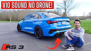 BEST FULL EXHAUST for the Audi RS3 No Drone and No CEL [upl. by Nagaet]