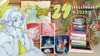 i worked in 24 sketchbooks in 2023 ✷ full sketchbook tour [upl. by Akihdar]