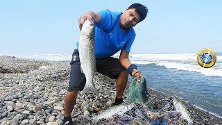 ¡Impresionantes capturas Pescador atrapa Grandes Lisas en Mar Agitado [upl. by Aeslehs420]