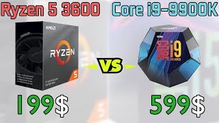 Ryzen 5 3600 vs Core i99900K vs Ryzen 7 2700X First Benchmarks [upl. by Nitsyrc]