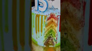 How to make semi fondant rainbow layers cake 🎂 rainbowcake semifondantrainbowcakerainbowlayers [upl. by Parrie661]