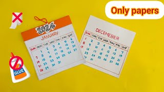 2024 Calendar Making  no glue paper craftsDIY  calendar making ideas 📆 2024🥳 [upl. by Ellerd683]