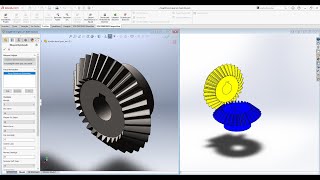 Draw and Simulate Bevel Gear Motion  Solidworks Konik Dişli Montajı [upl. by Nolek]