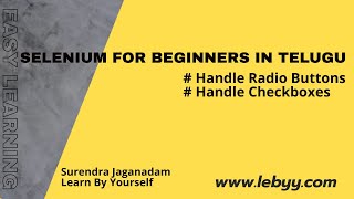 Handle Dynamic Radio button and Checkbox in Selenium WebDriver  Telugu [upl. by Benjamen]