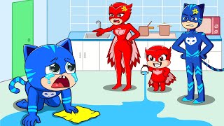 Poor Baby Catboy and Bad Baby Owlette   PJ MASKS 2D Animation [upl. by Anihsak]