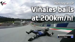 Viñales scary crash at over 200kmh  2020 Styrian GP [upl. by Luapnoj]