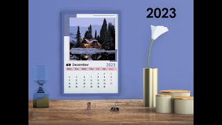 How to design a Calendar 2023 in Adobe Photoshop  Calendar design  2023  Monthly Calendar [upl. by Cammy600]