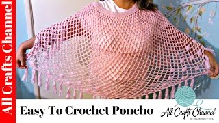 Easy to crochet poncho  Susbtitulos en español [upl. by Llertnahs89]