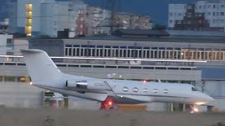 FullHD RARE Gulfstream III landing amp taxi at GenevaGVALSGG [upl. by Ahsiem]