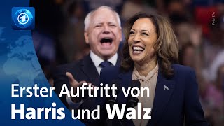 USPräsidentschaftswahl Harris und Walz treten erstmals zusammen auf [upl. by Beuthel]