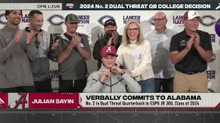 2024 No 2 Dual Threat QB Julian Sayin verbally commits to ALABAMA  College Football Live [upl. by Crofton]