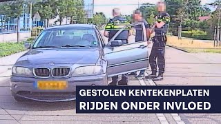 Politie  Voertuig met gestolen kentekenplaten  Rijden onder invloed  Ongeldig rijbewijs [upl. by Anelim]