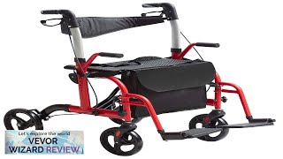 VEVOR 2 in 1 Rollator Walker amp Transport Chair for Seniors Folding Review [upl. by Kerek89]