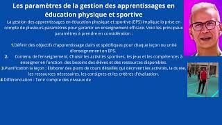 Les paramètres de la gestion des apprentissages en EPS [upl. by Hoppe717]