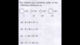 Q59 ‖ Sn2 Reaction rate comparison among Cyclo propyl Butyl Pentyl Hexyl Bromides ‖ PYQ [upl. by Retniw]