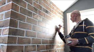 How to create a Faux Brick Wall Without joint compound Complete tutorial [upl. by Rugen]