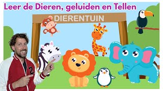 Dieren leren in de Dierentuin  Tellen en geluiden  Speelgoedmeneer [upl. by Ivar]