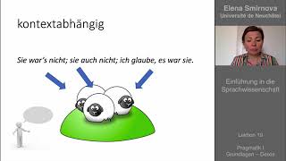 Einführung in die Sprachwissenschaft Thema 19 – Pragmatik Grundlagen Deixis [upl. by Attenra936]