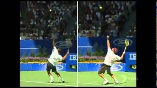 1995 AO AgassiSampras serve comparisonavi [upl. by Aihceyt]