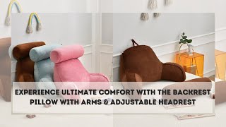 Backrest Pillow With Arms amp Adjustable Headrest  Back Cushion With Detachable Neck Pillow Bed [upl. by Suivatnom]