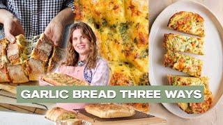 The most garlicky homemade garlic bread 3 ways [upl. by Ttirrej646]