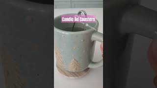 CHEAP FUN CANDLE LID COASTERS homestead thepuddicombefarm cheapcraft repurpose frugalliving [upl. by Cesaro]