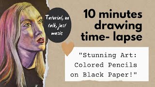 10 minutes drawing timelapse tutorial colour pencil woman [upl. by Wolfie]