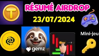 DAILY Combo TAPCOINSBot amp Pixeltape amp GEMZ COIN etc du 23072024dailycombo Resumeé de airdrop [upl. by Anderer]