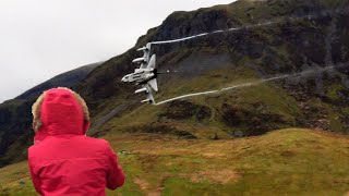 RAF Tornado 4Ship Low Level Mach Loop Flyby [upl. by Rapsag390]