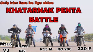 Yamaha R15M vs Yamaha MT15 vs RC200 Vs RS200 vs Pulsar 220F  Race Till Their Potential LongRace [upl. by Inalial]