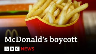 McDonalds CEO warns of hit from boycotts  BBC News [upl. by Ahsikar]