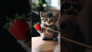 Cat making candy shell fruit cat food cute [upl. by Ecnerolf]