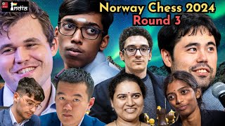 Norway Chess 2024 Round 3  ft Praggnanandhaa vs Carlsen [upl. by Cost850]